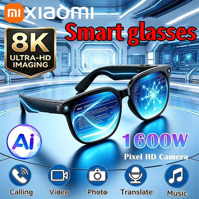 Lunettes intelligentes Xiaomi AI avec traduction IA, caméra HD 8MP, prise de vue 4K, conversation visuelle, enregistrement et écoute de musique