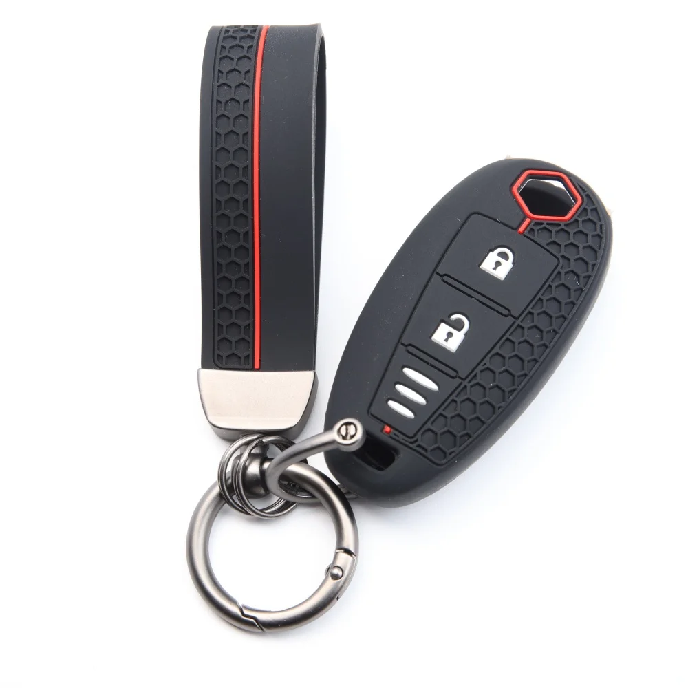 Silicone Cover For Suzuki Baleno Ertiga Ciaz Ignis Kizashi Swift SX4 S-cross Vitars Car Smart Key Case Bag Protector Keychain