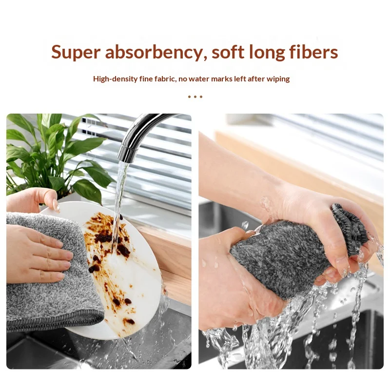 Thickened Charcoal Cloth, High Water Absorption, Low Oil Absorption, Microfiber Dish Towel for Kitchen Cleaning - Detail 1