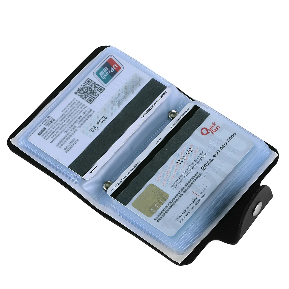 Business Card Holder Anti-theft ID Credit Card Holder Fashion 24Cards Slots Leather Pocket Case Coin Purse Wallet Card Organizer view 4