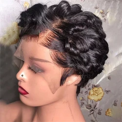 Pixie Curly Human Hair Wig 13x4 Lace Frontal Short Bob Wig Pixie Cut Wigs for Women