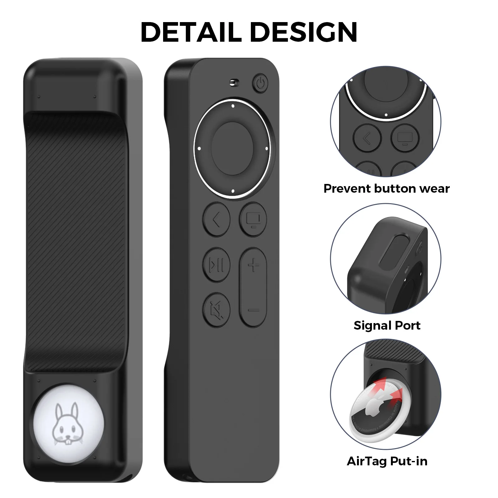 Dla Apple TV New2022 Apple Remote Control Silicone Protector Stripe Antypoślizgowe i zapobiegające upadkom etui na pasek Siri Remote 2&3 AirTag