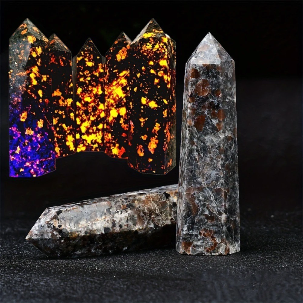 Natural Energy Crystal  Flame Stone features powerful energy crystal wand Healing spirit fluorescent sorcery home decor