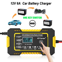 Car Battery Charger 12V 6A Smart Fully Automatic Battery Charger LCD Screen Car Truck Motorcycle Lead Acid Batteries