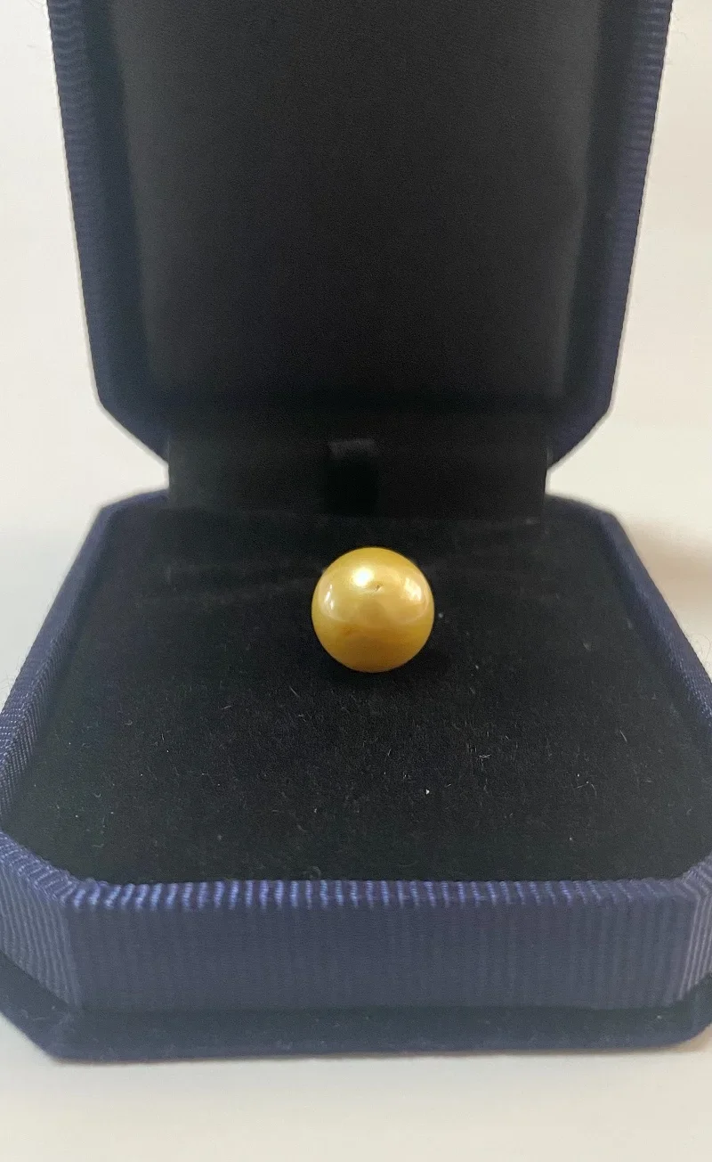 Charmin 14mm Sea Golden Loose Pearl Round Pearls A Little Flaw Fine Earrings Pendant Jewelry DIY Pendant Ring  for Women