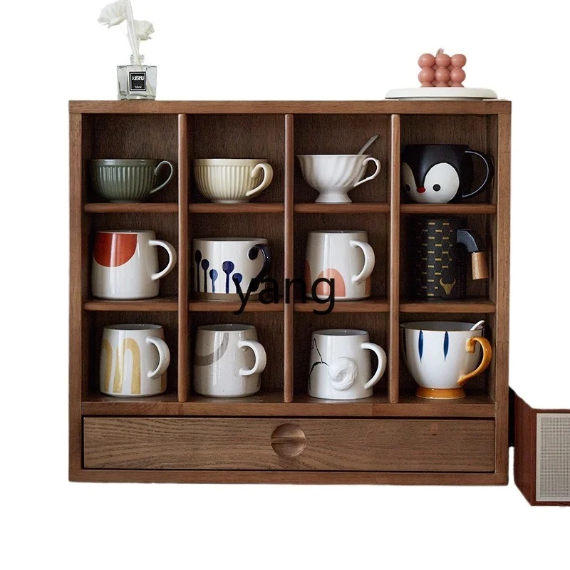 lmm Japanese-style solid wood storage teacup rack Duobaoge solid wood display grid storage rack