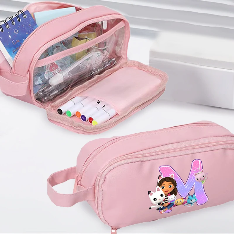 

Пенал Gabbys Dollhouse с буквами A-Z, милый пенал с мультяшным принтом, пенал из искусственной кожи, вместительный пенал для девочек, школьные принадлежности