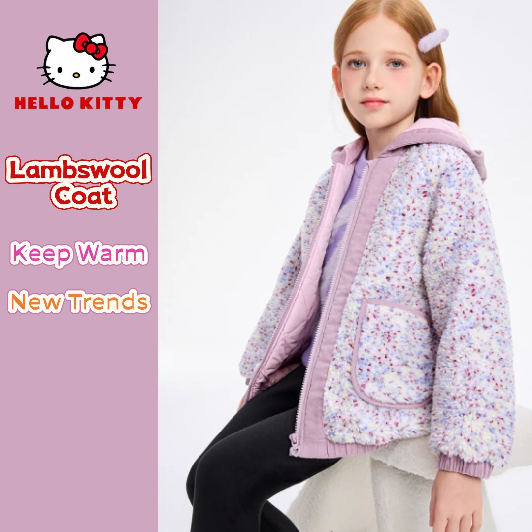 

Hello Kitty Kids Soft Warm-keeping Jacket Autumn Winter Fashion Exquisite Lambskin Coat Playful Cute Sweet Versatile Coat