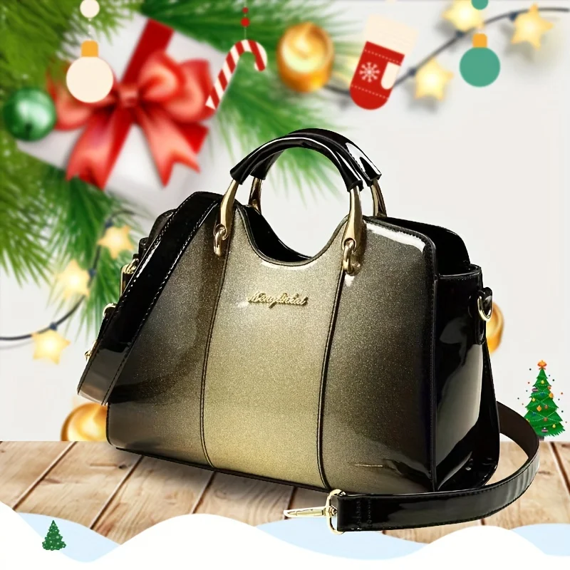 New Stylish mom handbag shoulder bag patent leather gradient middle-aged lady bag bag cross-body bag handbags