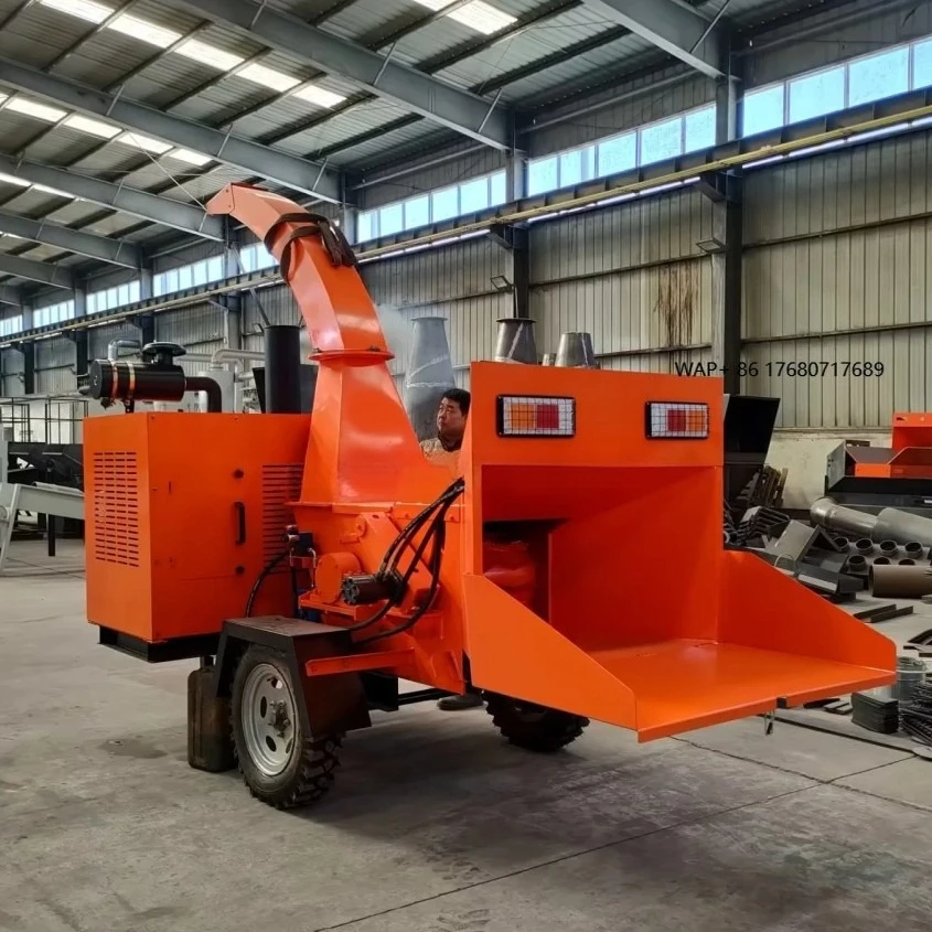 Mobile Tree Branch Shredder Wood Cutter Crushing Agro Waste Grinder Machine
