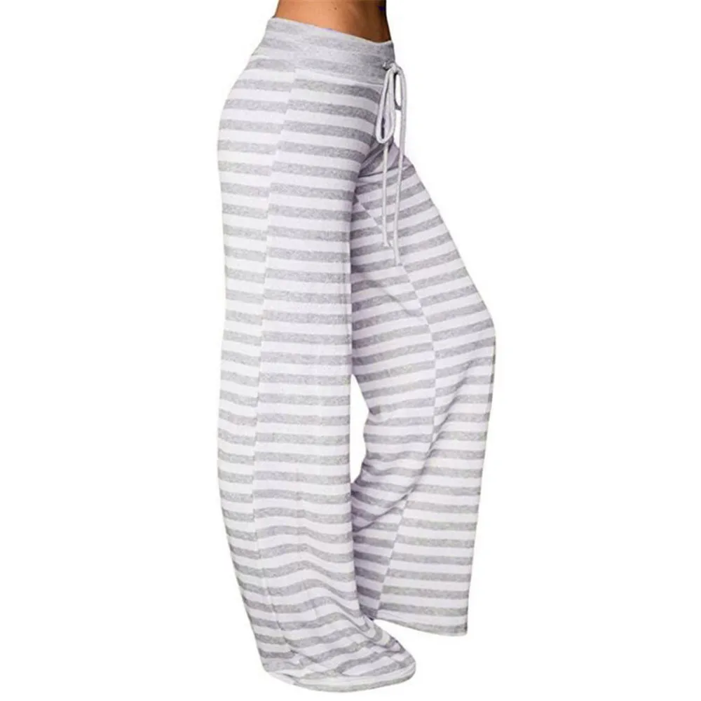 Fashion Striped High Waist Elastic Loose Wide-leg Sports Pants Women\'s Quick-drying Pants Large Size Pants 2024 Ladies Leggings