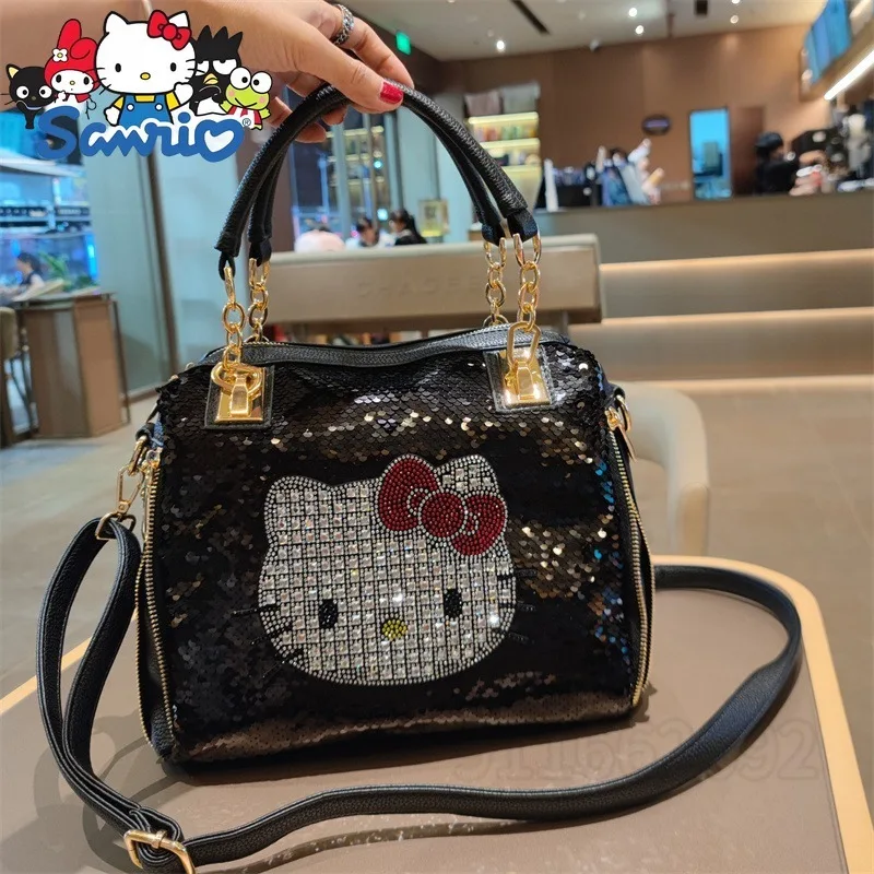 

Sanrio Hello Kitty Sequined Women's Handbag Luxury Brand Fashion Women's Sequined Shoulder Bag Large Capacity Casual Women's Bag
