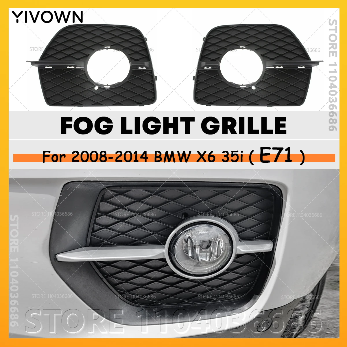 

For 2008-2014 BMW X6 35i (E71) Front Bumper Fog Light Grill Grille Cover 51117188383 51117188384