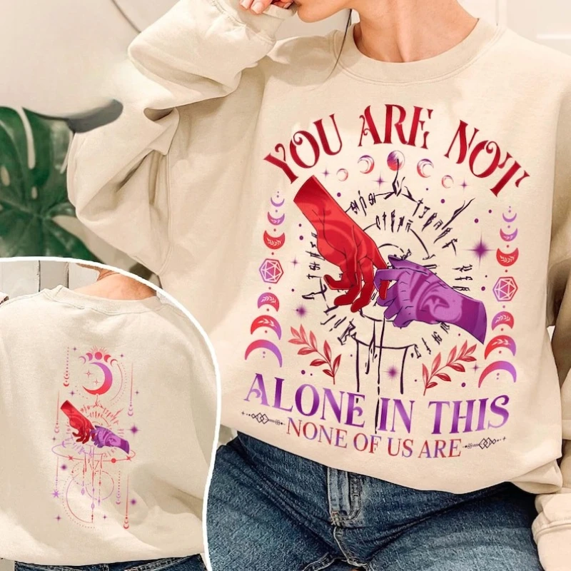 Funny Astarion Game Fan Sweatshirt, You’re Not Alone Shirt, Astarion BG3 Shirt, D20 Dice Tshirt, D20 System winter thermal hoody