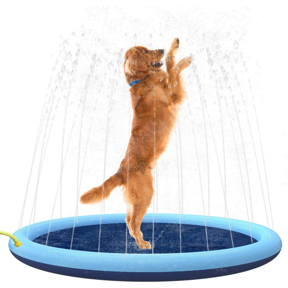 Splash Sprinkler Pad for Dogs Kids Non-Slip Thicken Dog Pool with Sprinkler Pet Summer Outdoor Play Water Mat Toys for Pet Dogs