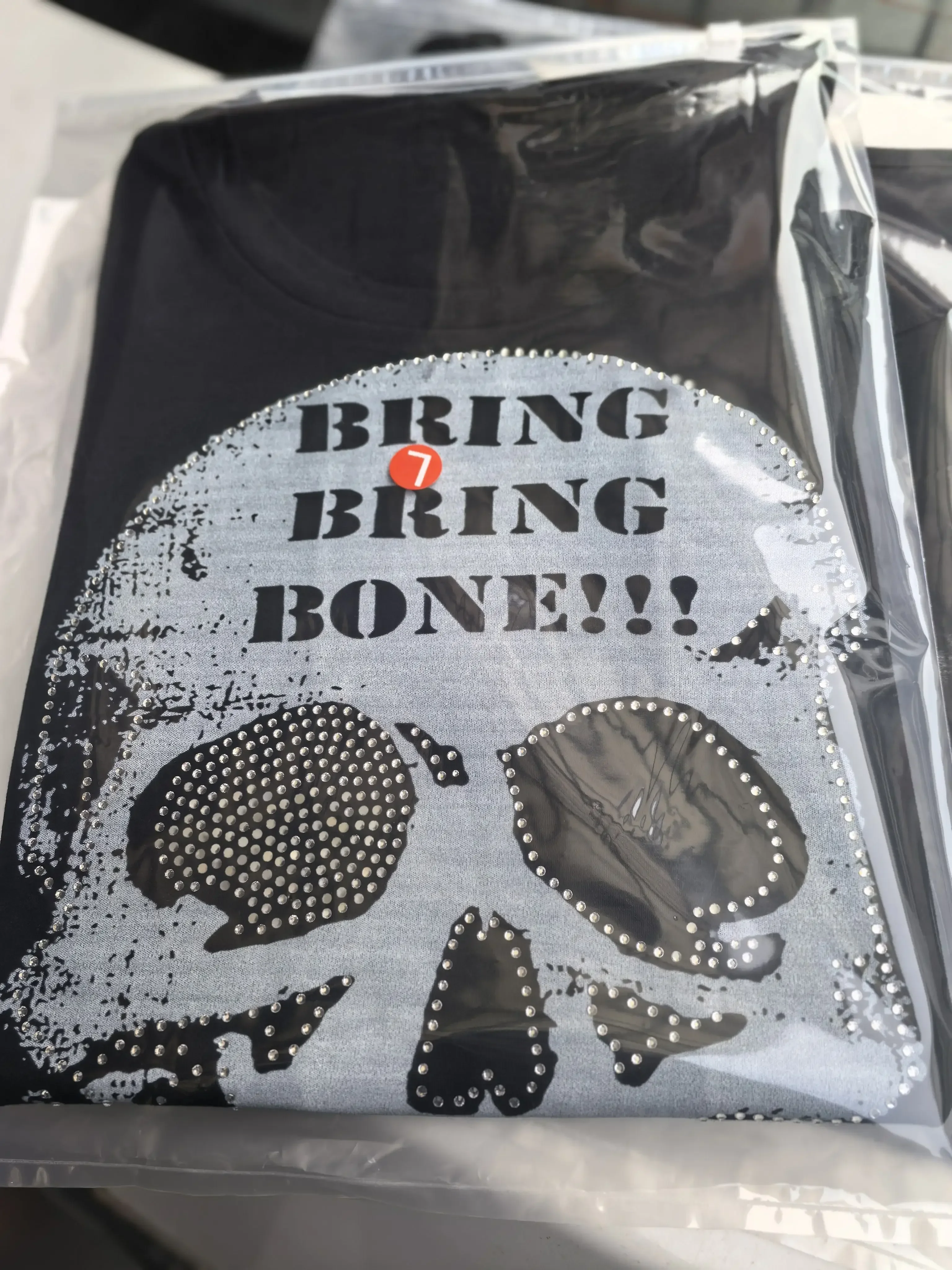 LGB visual D.I.A series skull print + hot diamond punk style short-sleeved T-shirt