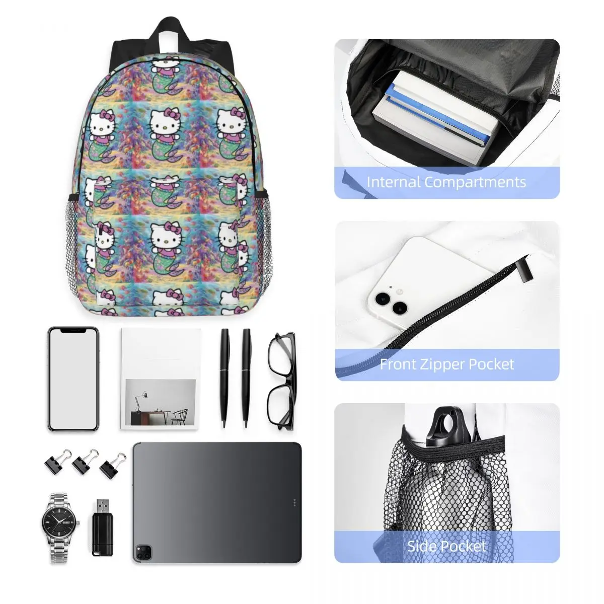 Mochila durável Hello Kitty de 15 polegadas – design leve e ergonômico para conforto e conveniência