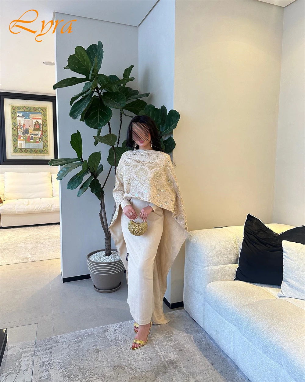 Customized O-Neck Long Sleeves Jersey Sheath Straight Evening Dress Exquisite Shawl Party Dresses Special Occasion Gowns