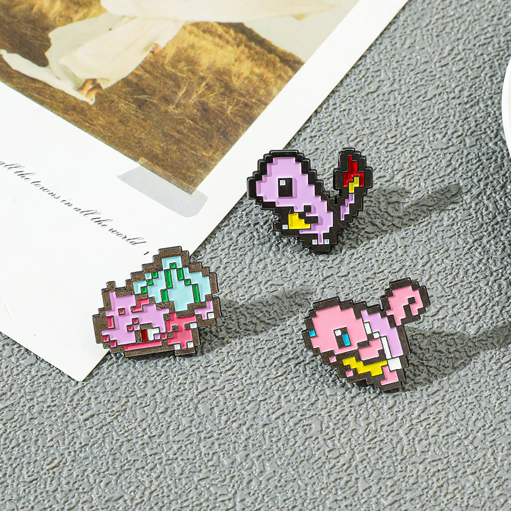 Cartoon Brooch Creative Pixel Elf Enamel Pin Metal Badge Jewelry Clothing Backpack Accessories Gifts