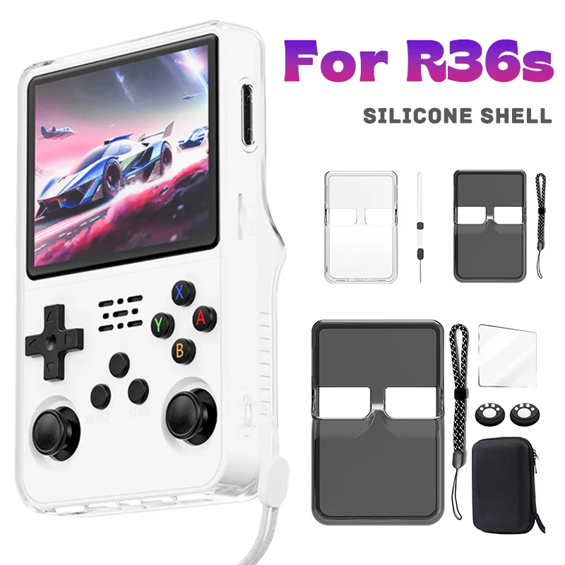 حافظة واقية محمولة من السيليكون الناعم لوحدة التحكم المحمولة R36S مع حقيبة تخزين وأغطية عصا الإبهام غطاء مضاد للخدش #1