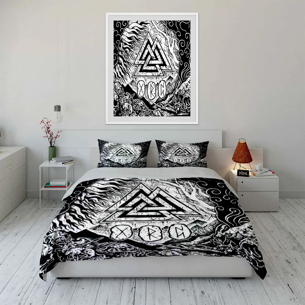 Mysterious Black-and-White Symbol Art Print Soft Comfortable Duvet Cover Bedding Set Included 1*Duvet Cover  2*Pillowcases