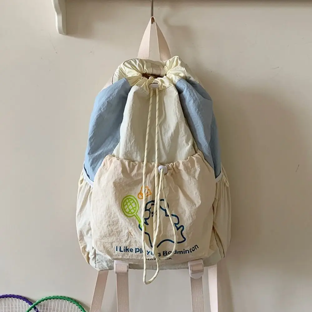 

Cartoon Puppy Sport Racket Storage Backpack Large Capacity Nylon Fitness Shoulder Bag Badminton Tennis Drawstring Fitness Bag