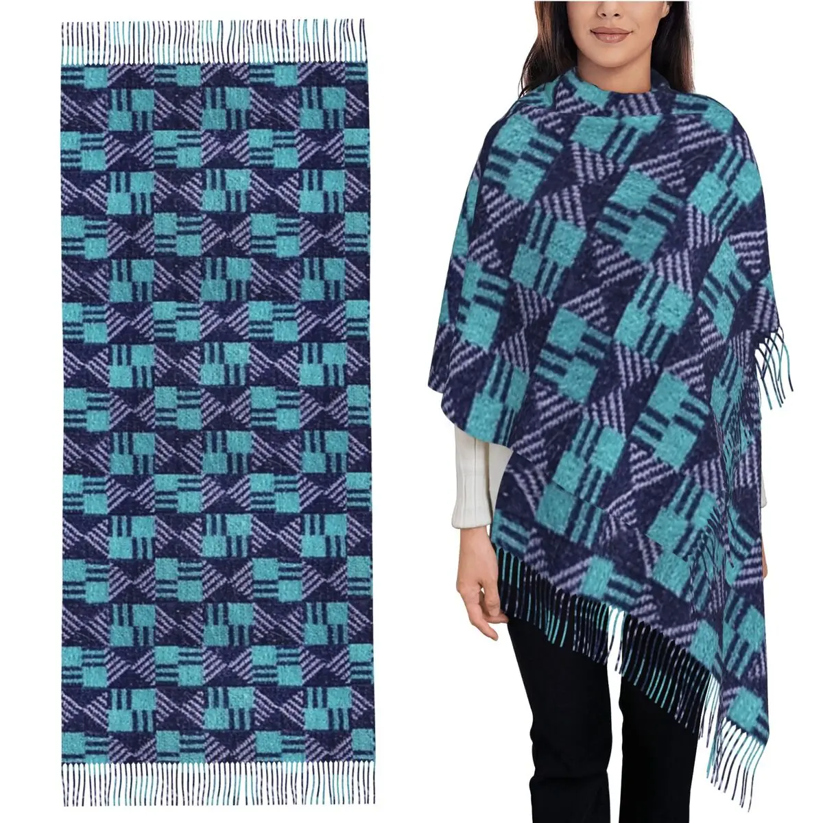

Waterloo And City Line London Underground Seat Cover Moquette Scarf Tassel Scarves Shawls and Wraps Large Fall Winter Shawl Wrap