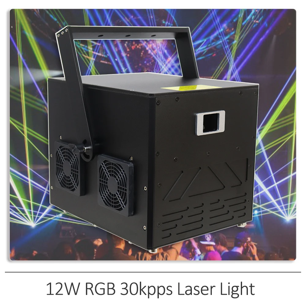 

RGB Laser 12watt High power Full color Laser RGB 12W Animation Laser DJ Party Light 30kpps X/Y axix, Power knobs ILDA in/out