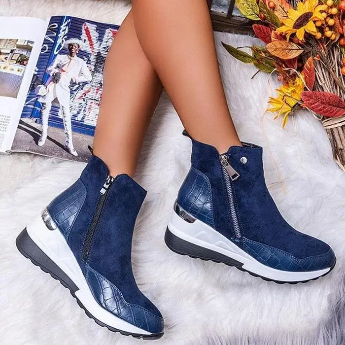 Exquisite Women's Shoes Thick soled Raised Slope Heel Casual Shoes Outdoor Comfortable Soft soled Breathable Running Sneakers