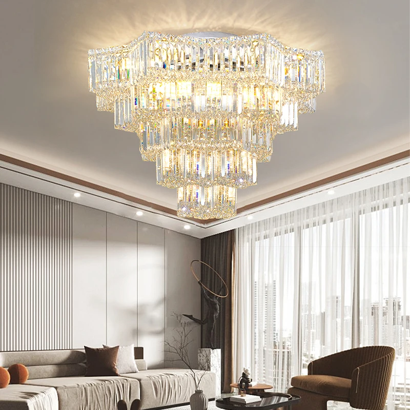 Nordic Modern Crystal Chandelier E14 Silver/Gold Pendent Lamp For Living Room Hotel Lobby Loft Home Decoration Large chandelier