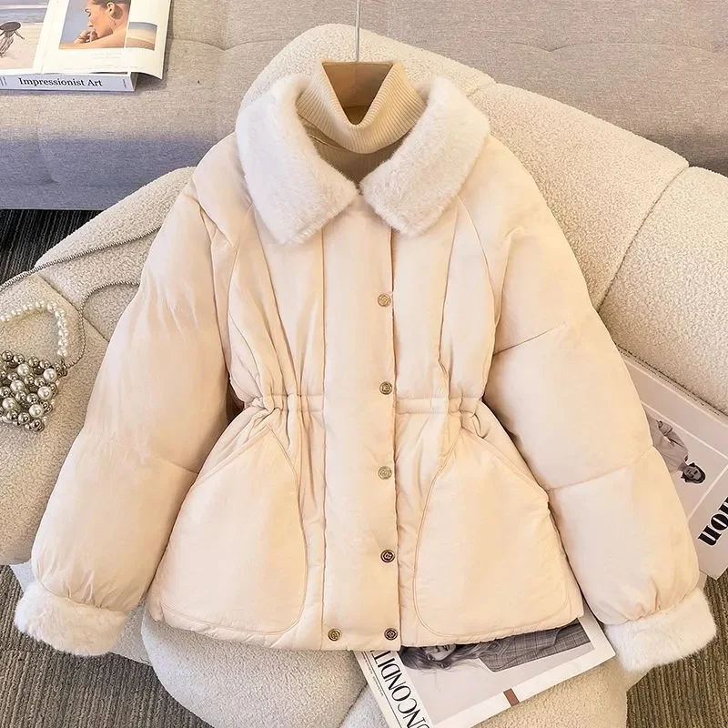 Black Down Cotton-Padded Jacket Women Korean Autumn Winter Cotton Coat Outwear Fashion Elegant Puffer Coats Female Tops Clothing