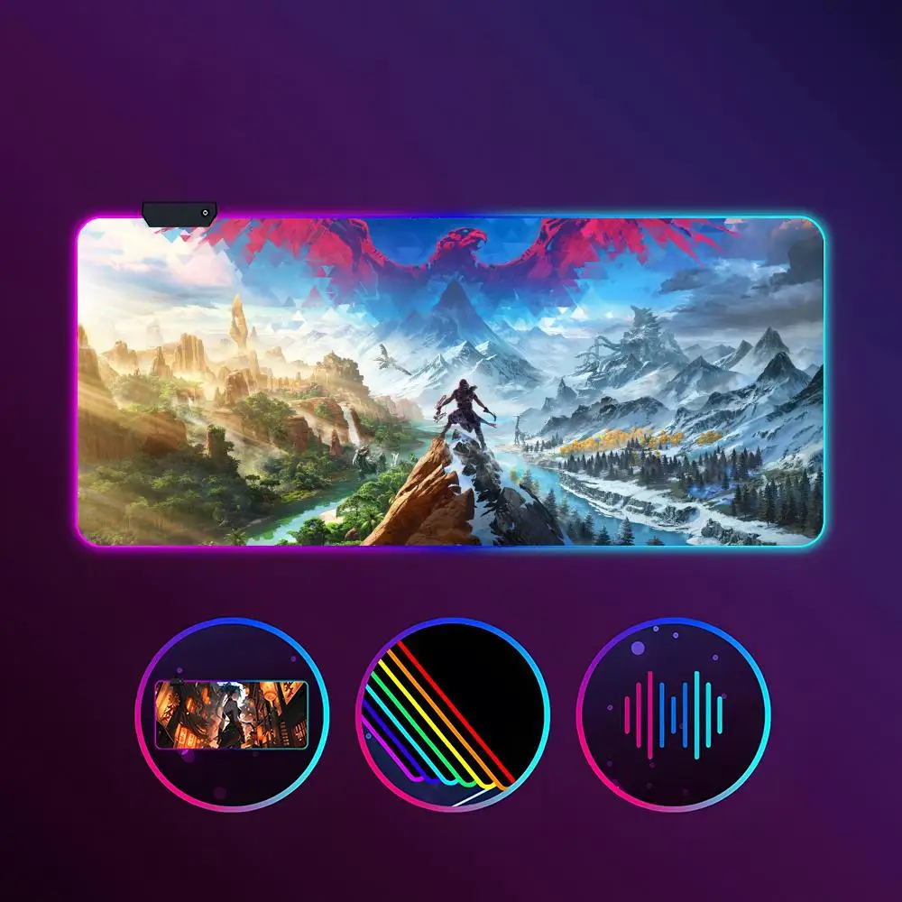 

Game Horizon Mouse Pad RGB Luminous 900X400mm Large Table Mat Non-slip Extra Large Game Office Mouse Pad