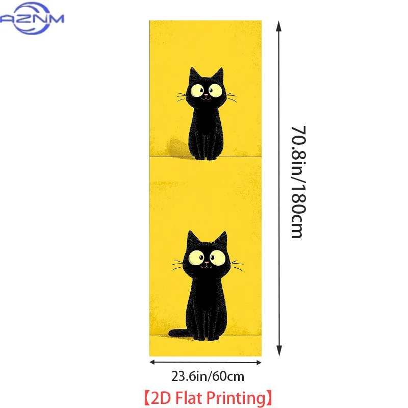 2D Flat Printing 1pc Refrigerator Sticker 60×180cm, Two Sitting Poses of a Black Cat, Self-Adhesive Wall Decal Wallpaper, Remo