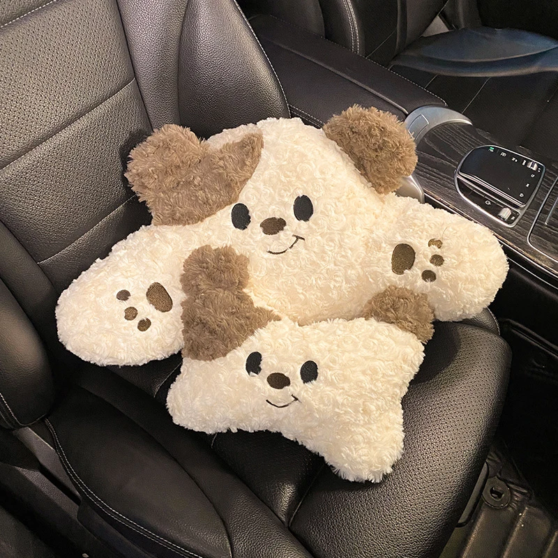 

Cartoon Puppy Car Seat Plush Headrest Waist Pillow Neck Pillow Car Interior Accessory Cute Stuffed Toy Doll Neck Support Cushion