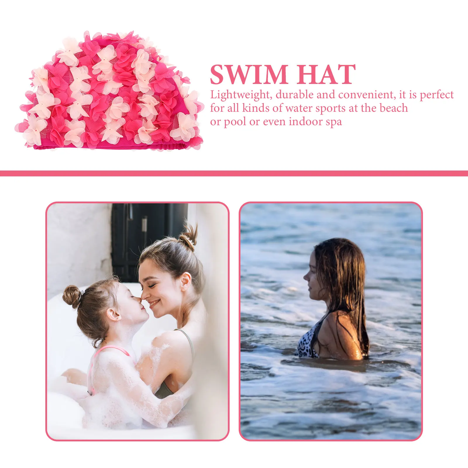 

Petal Shower Swim Cap Bath for Women Lightweight Durable Reusable Swimming Hat Protect Hair Off One