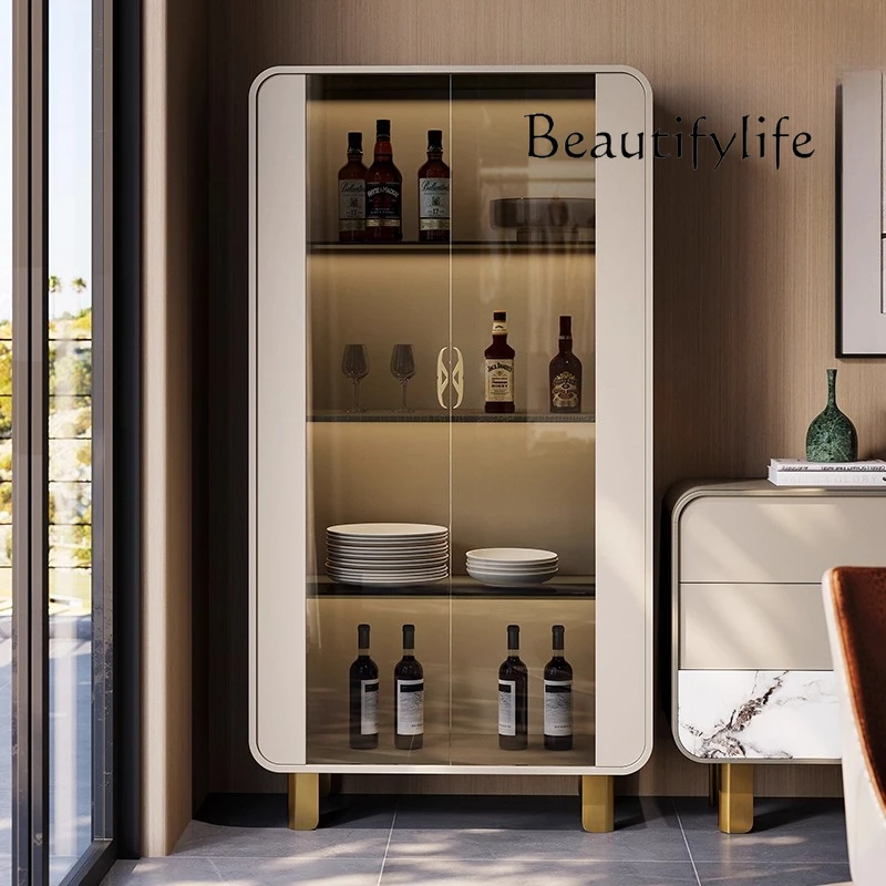 

Premium Italian light luxury glass wine cabinet restaurant against the wall storage room fashionable modern designer bookshelf