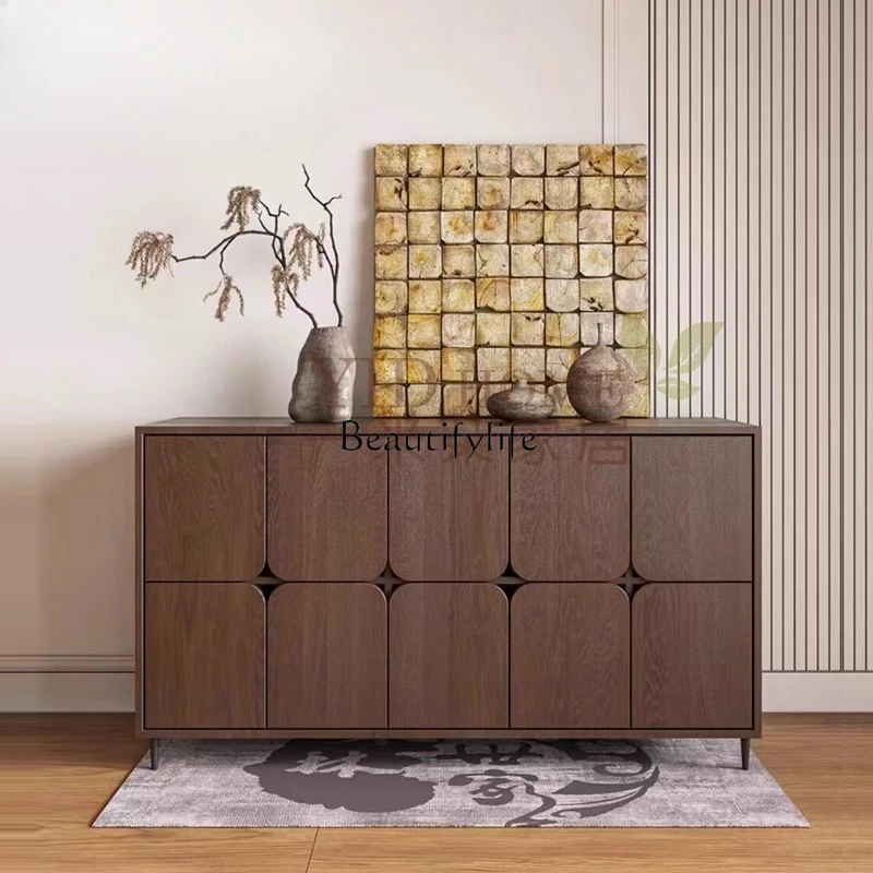 

Medieval wabi-sandy wind solid wood porch cabinet modern simple meal side entry door porch cabinet living room storage