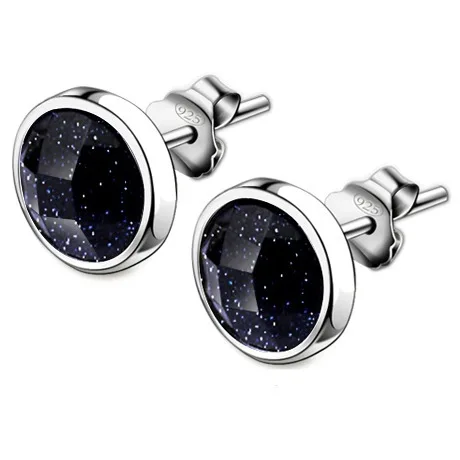 S925 Sterling Silver Pendant Earrings Tremella With Amethyst Sand Black Round Bottom Turtle Face Earrings For Men And Women