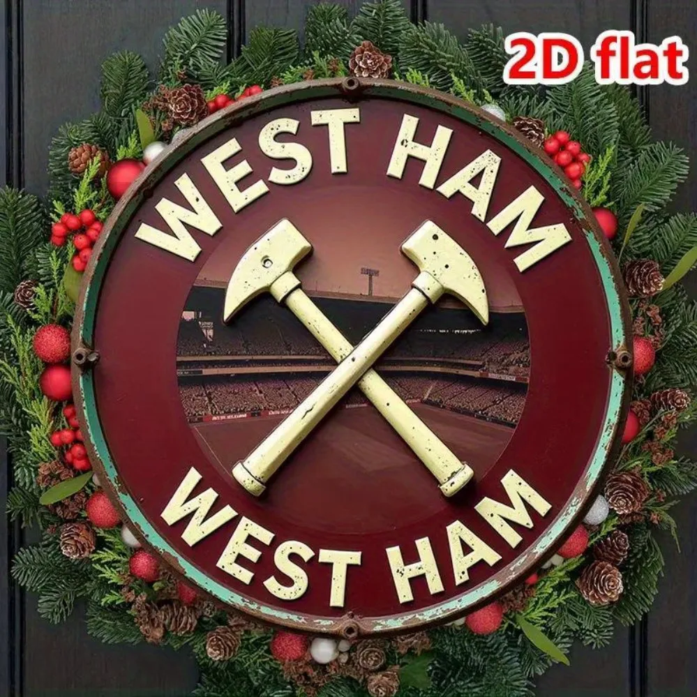 Arte de parede West Ham United - Decoração de machado com logotipo de metal retrô para quarto e caverna masculina