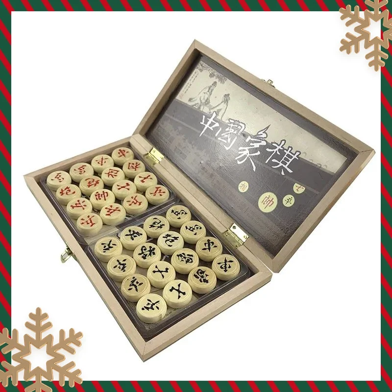 

Portable Chinese Chess Set in Wooden Box Educational Entertainment Business Gift Game for Parent Child Business Trip Souvenir