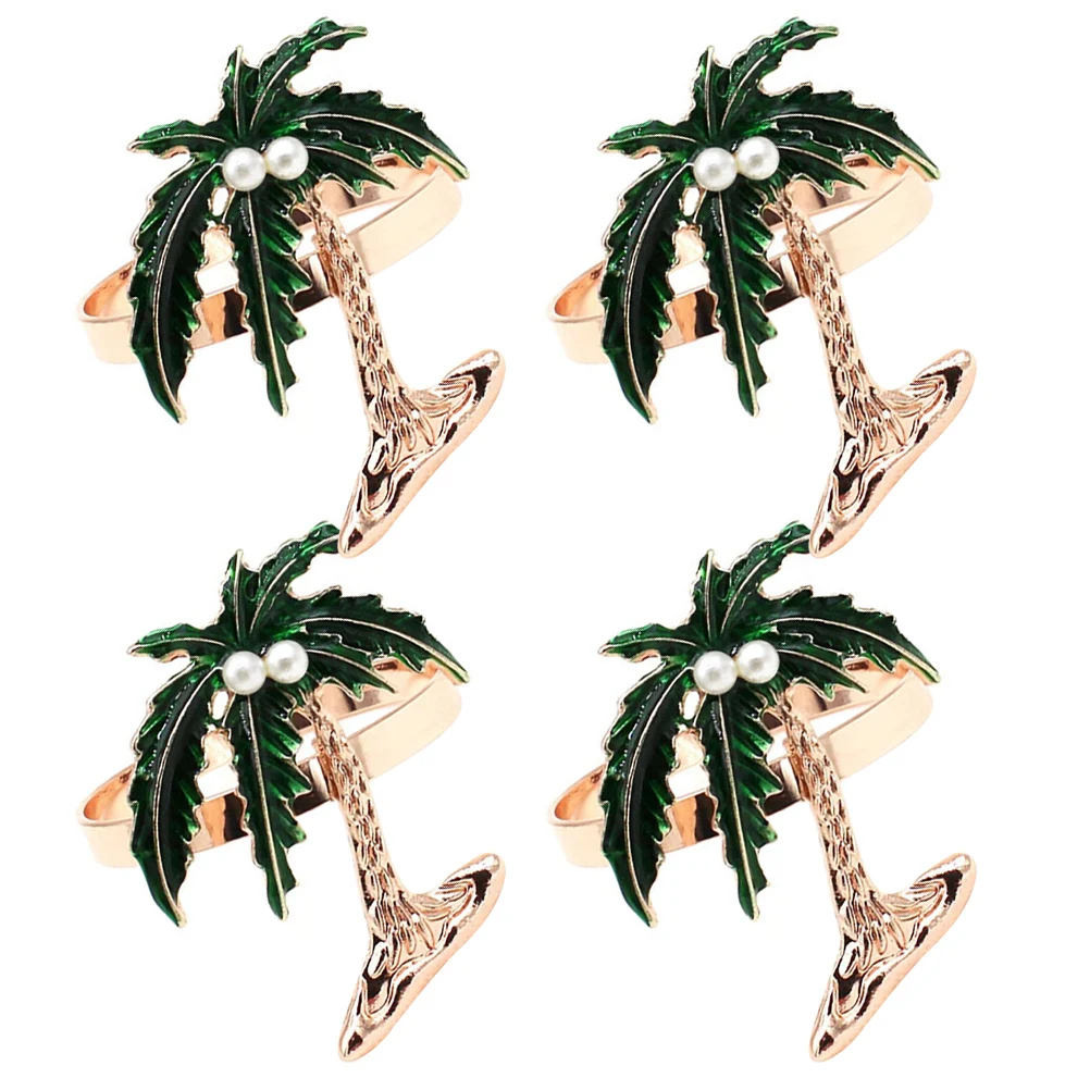 

4pcs Napkin Rings Elegant Tableware Holiday Decor Serviette Holder Restaurant Accessories Tree Shaped Lightweight Sturdy