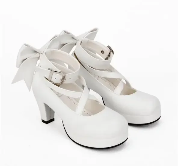 코스프레 신발 일본식 애니메이션 로리타 신발 여성용 하이힐 Bowknot