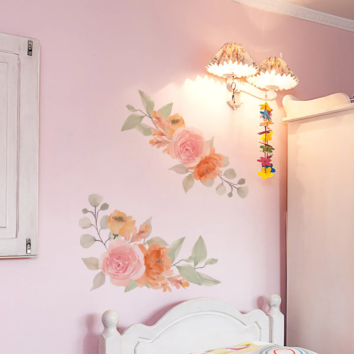 Home Makeover 30*30cm 11.81*11.81inches Floral Wall Stickers Easy Application Floral Wall Decoration Elegant Wall Decor