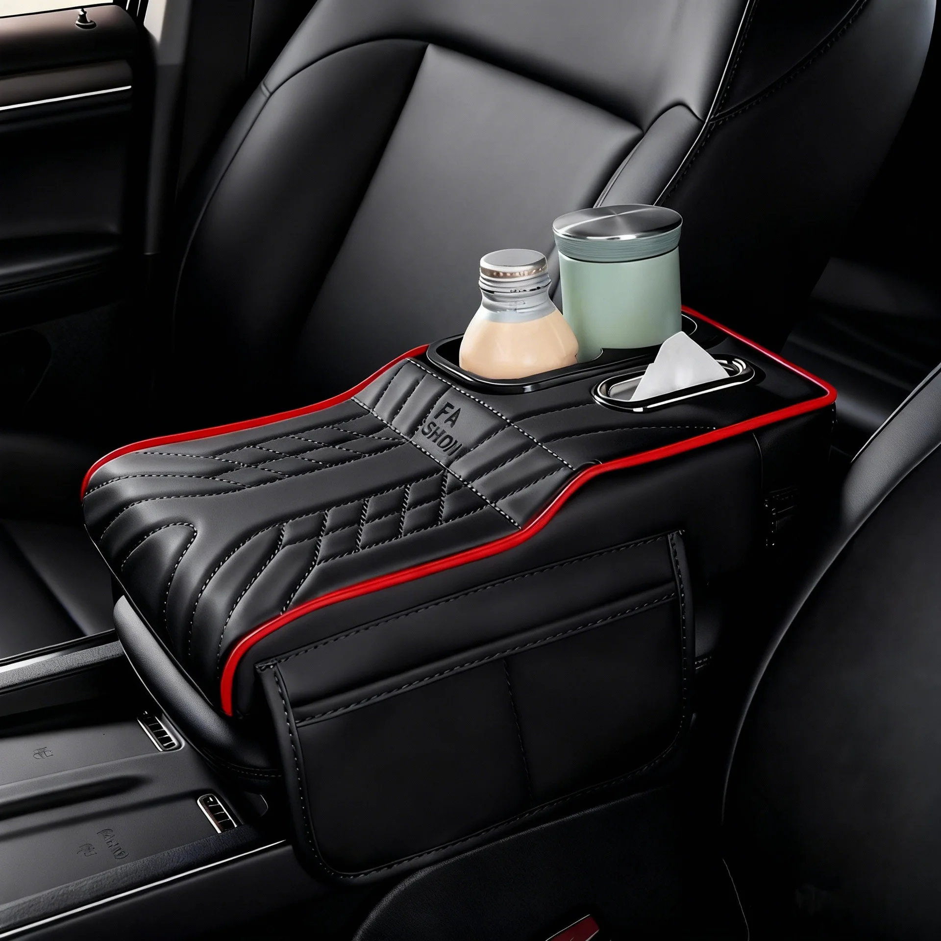 

Car Armrest Cushion Interior Tissue Box Cup Holder Car Arm Rest Padded Cover Auto Center Console Cup for SUV Truck Sedan