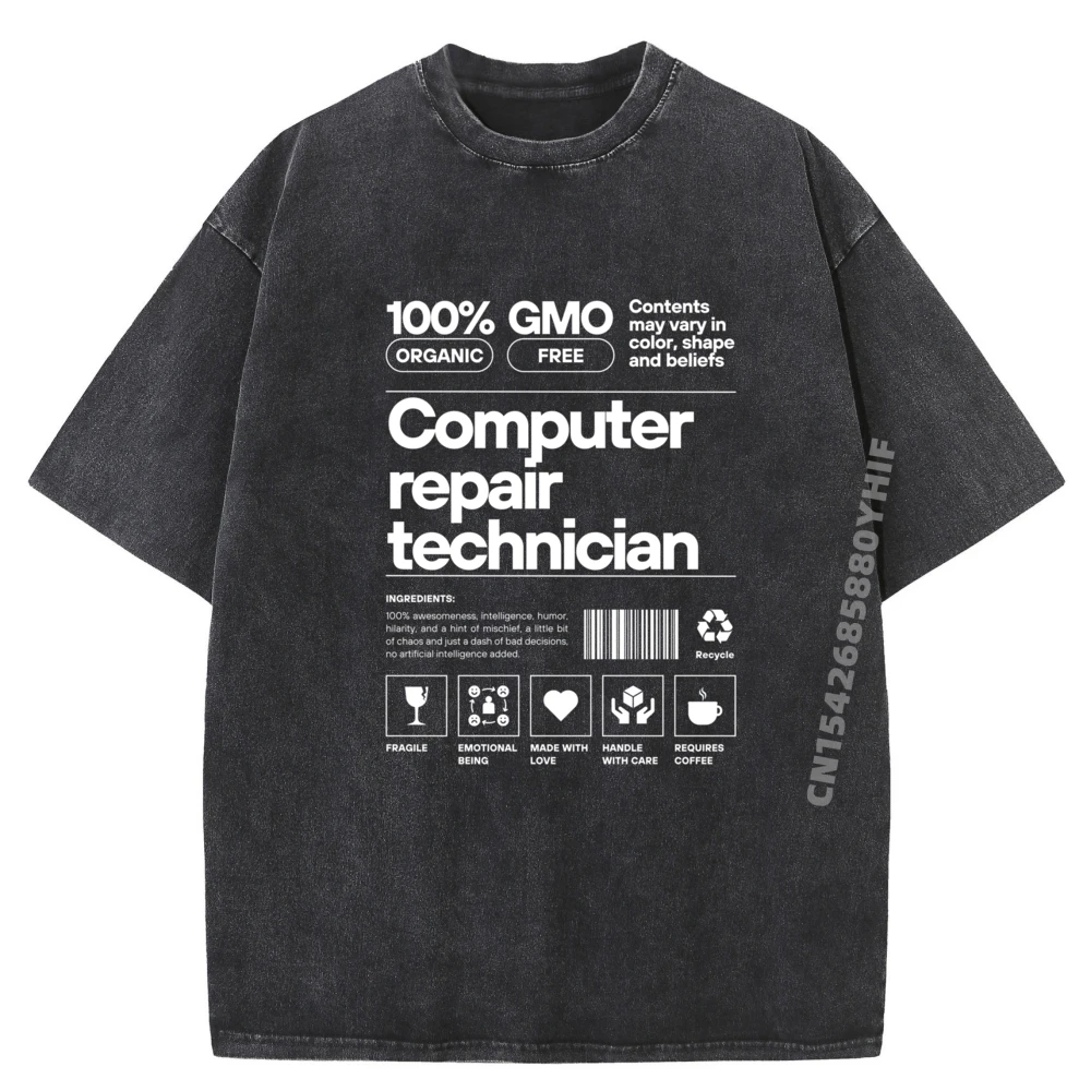 

Computer Repair Technician It Support Tech Incident Staff Graphic Tee Cotton Breathable Washed Shirt Gifts For Men