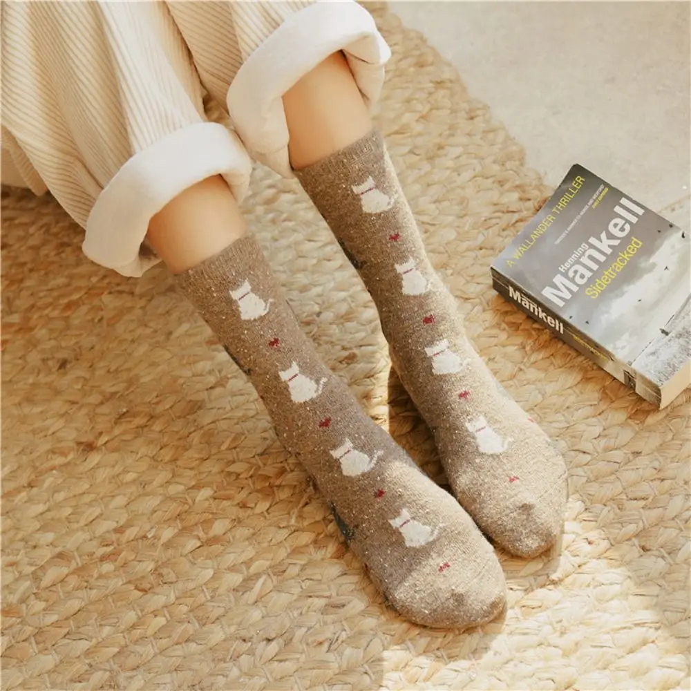 

Милые носки в стиле Харадзюку С Изображением Животных, кошек, женские Чулочные изделия, носки до середины икры, носки с мультяшным рисунком для студентов