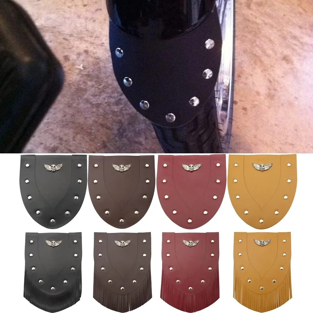 Motorcycle Universal Tassesl Skull Front Fender Flap Mudguard Modifed Cover For Harley Sportster Iron XL 883 1200 Softail Dyna