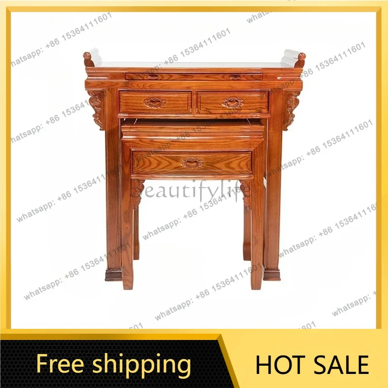 PG Solid Wood Incense Case God of Wealth Buddha Table Household Buddha God Table Cabinet