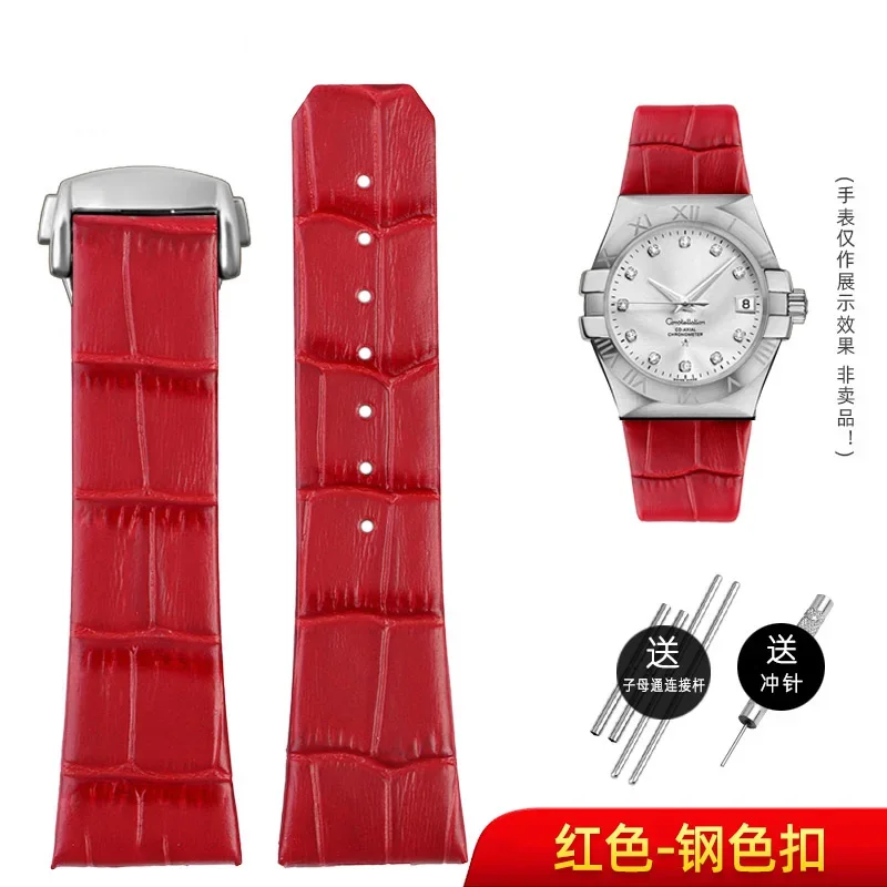 

Dedicated female interface For Omega Constellation Real Cowhide Wristwatch Strap 23MM Folging Buckle Style Notch 10mm Band