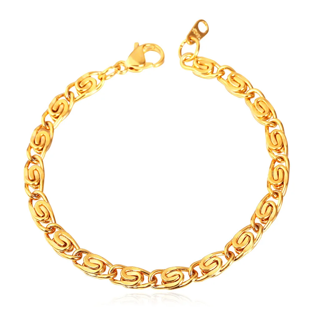 

Collare Men Jewelry Snail Link Chain Bracelet Men Gold Color 316L Stainless Steel Bracelet 6 MM Wide Men Bracelet Wholesale H581